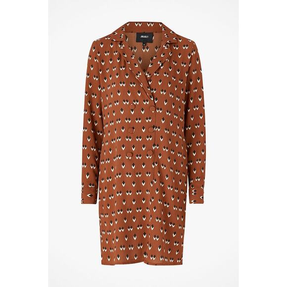 Object by Vero Moda Burnt Orange Geometric Shirt Dress – Size 8 - Picture 1 of 8